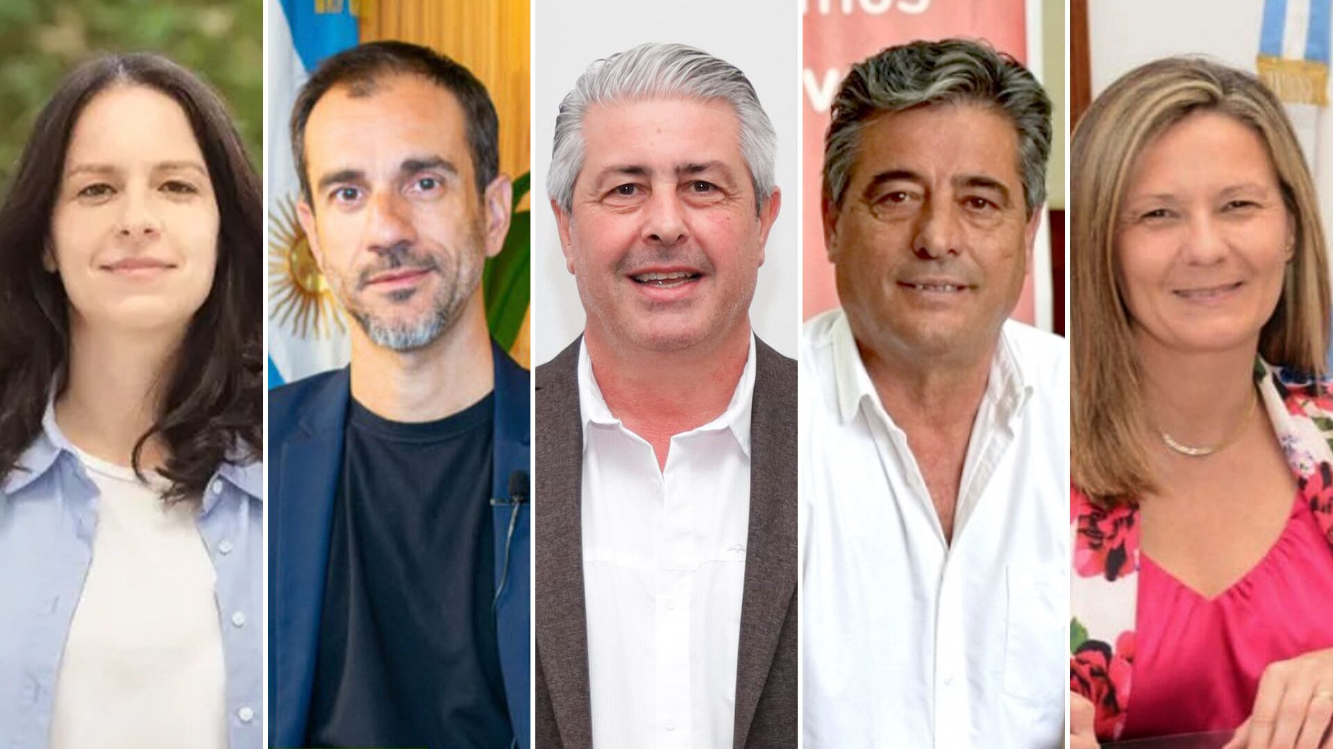 Los intendentes Soledad Martínez, Pablo Petrecca, Javier Martínez, Jorge Etcheverry y María José Gentile