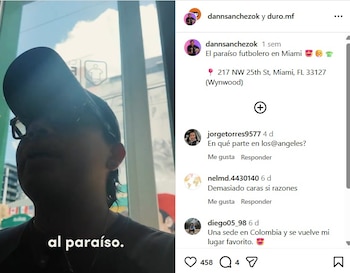 "Bienvenidos al paraíso", dijo Sánchez apenas ingresó a la tienda de camisetas retro en Miami - créditos @dannsanchezok/IG | @duro.mf/IG