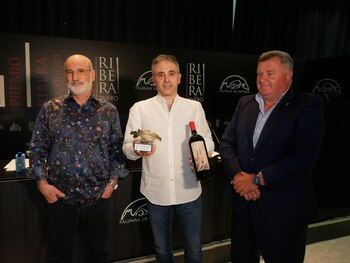 07/07/2020 Marcelo Luján, galardonado con el VI Premio Internacional Ribera del Duero, y el presidente del jurado, el escritor Fernando Aramburu
EUROPA CULTURA ESPAÑA
PREMIO INTERNACIONAL RIBERA DEL DUERO