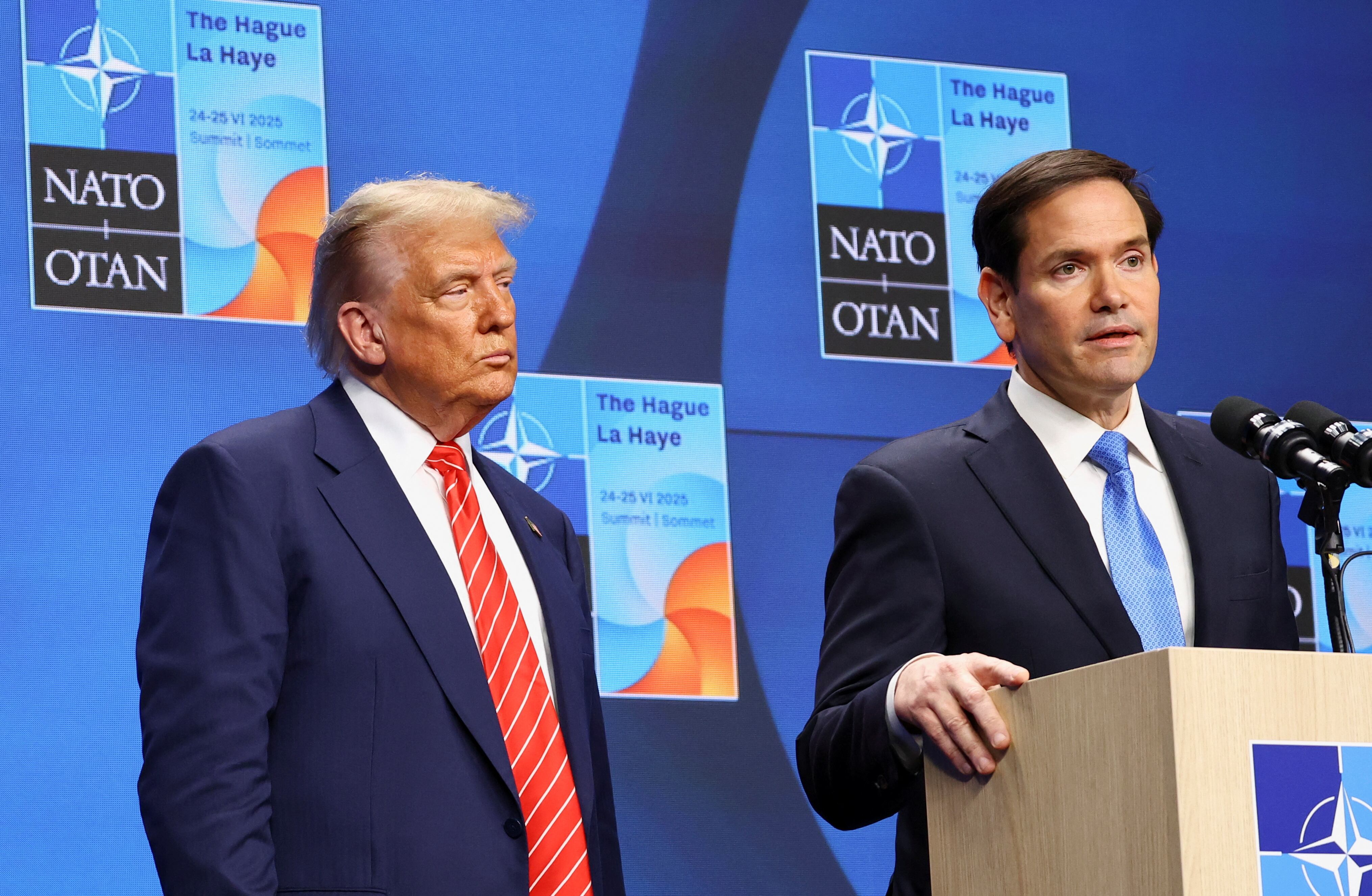 Donald Trump y Marco Rubio durante la cumbre de la OTAN en La Haya (Reuters)