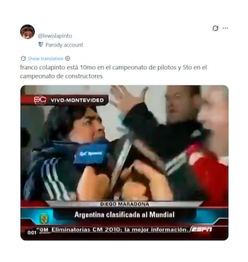 memes de la actuación de Colapinto