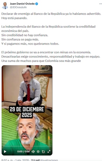 Juan Daniel Oviedo advirtió sobre impacto económico del ajuste salarial y la presión sobre el Banco Central - crédito @JDOviedoAr/X