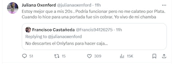 Juliana Oxenford responde a usuario