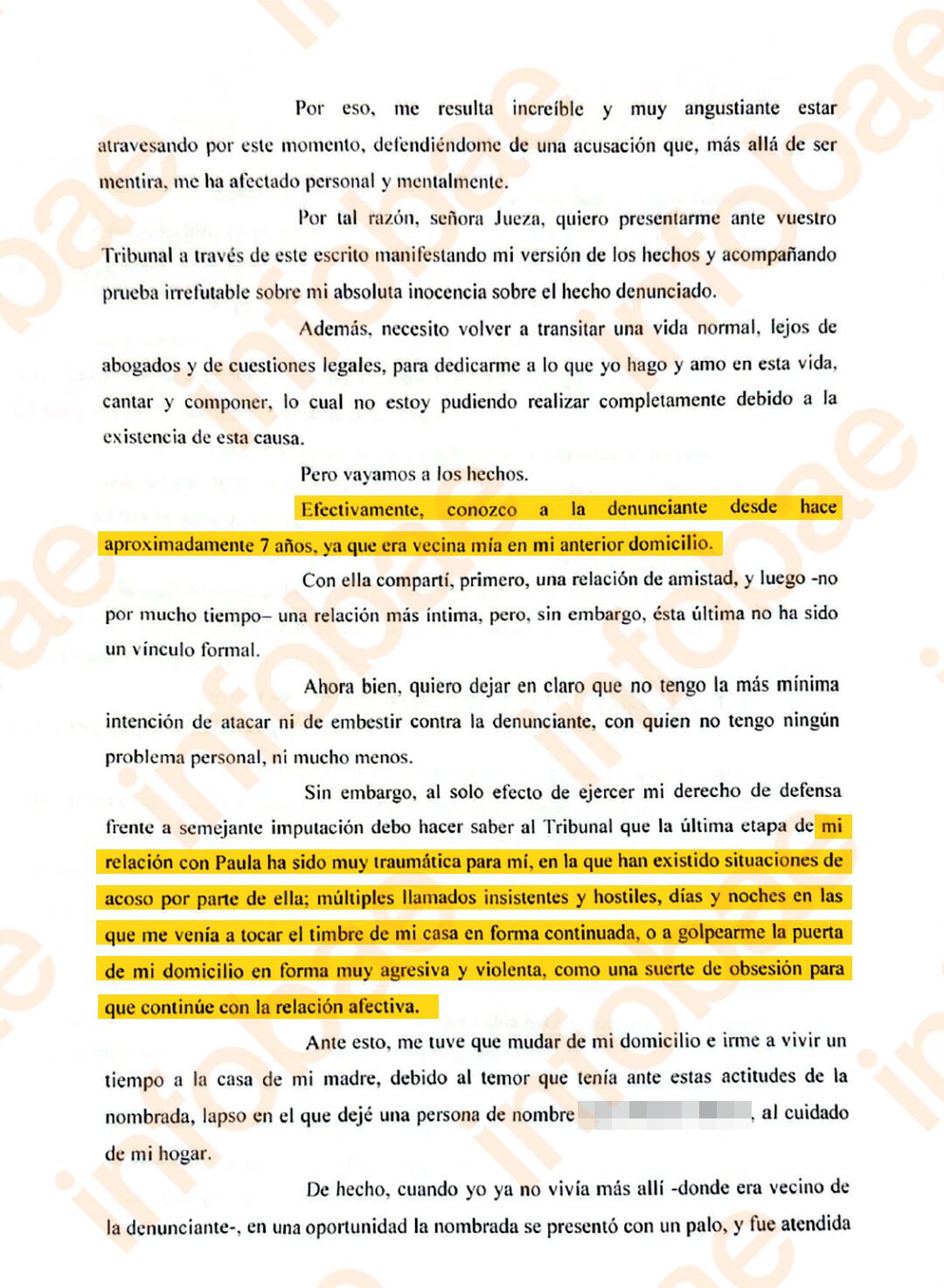 Joaquín Levinton dijo que él y la denunciante se connocieron porque eran vecinos