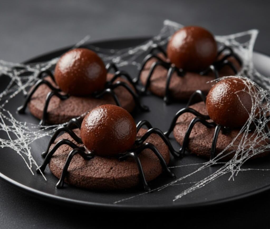 Arañas de chocolate con trufas para el cuerpo y patas de glasé, una propuesta creativa para que los niños ensamblen cada parte (Imagen Ilustrativa Infobae)