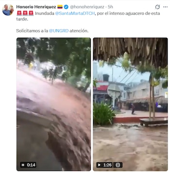 El presidente del Senado pidió a la Unidad Nacional para la UNGRD atender las afectaciones ocasionadas por las lluvias en Santa Marta. - crédito @honohenriquez/X