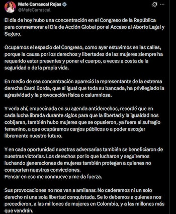 Mafe Carrascal - crédito @MafeCarrascal/X