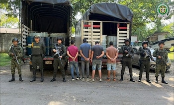 La policía captura a cuatro personas e incauta 3.400 galones de diésel en Santander - crédito Policía Nacional
