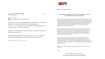 Esta es la denuncia por presunto hostigamiento político contra Mafe Carrascal - crédito @PactoCol/X