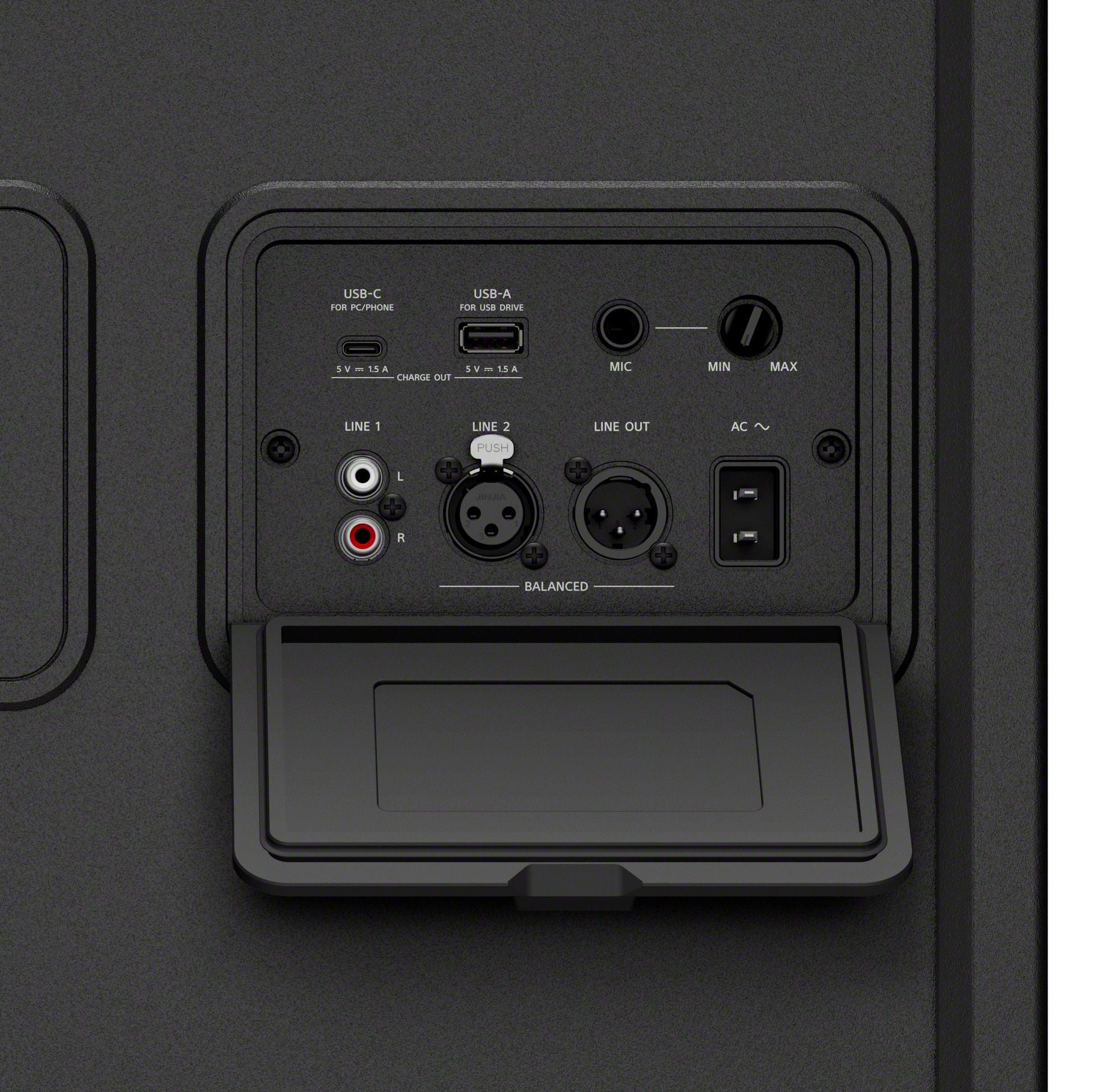 Las entradas USB, micrófono, línea y salida de audio permiten evaluar qué conexiones y funciones necesita el parlante según su uso. (Foto: Sony)