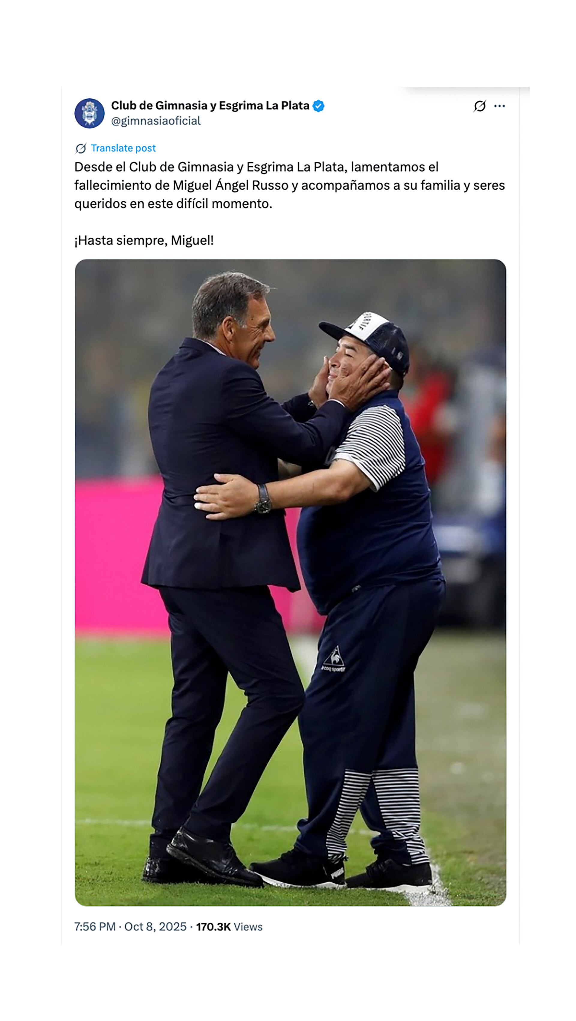 El reconocimiento de Gimnasia de La Plata