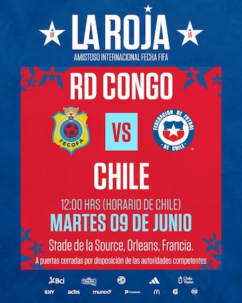 Afiche de la oficialización del partido entre la República Democrática del Congo y Chile - crédito X