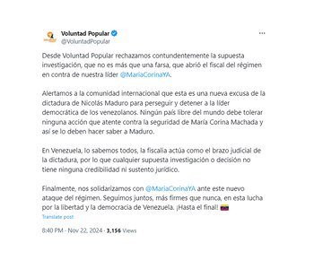El mensaje de Voluntad Popular