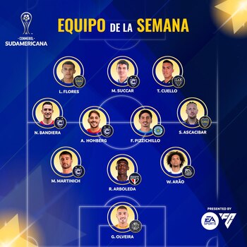 Once ideal de los octavos de final ida de la Copa Sudamericana 2026.