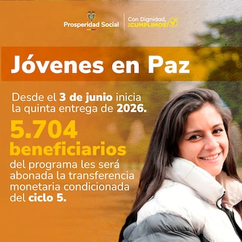 La transferencia de pagos se realiza a través de cuentas bancarias registradas por los jóvenes, usando la plataforma SIIF Nación para garantizar transacciones seguras y de bajo costo - crédito Prosperidad Social