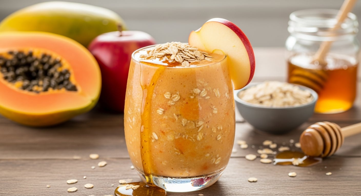 La receta de licuado de papaya, manzana, avena y miel es ideal para refrescarse en días calurosos con ingredientes naturales. - (Imagen Ilustrativa Infobae)