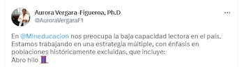 Mineducación sobre baja capacidad lectora