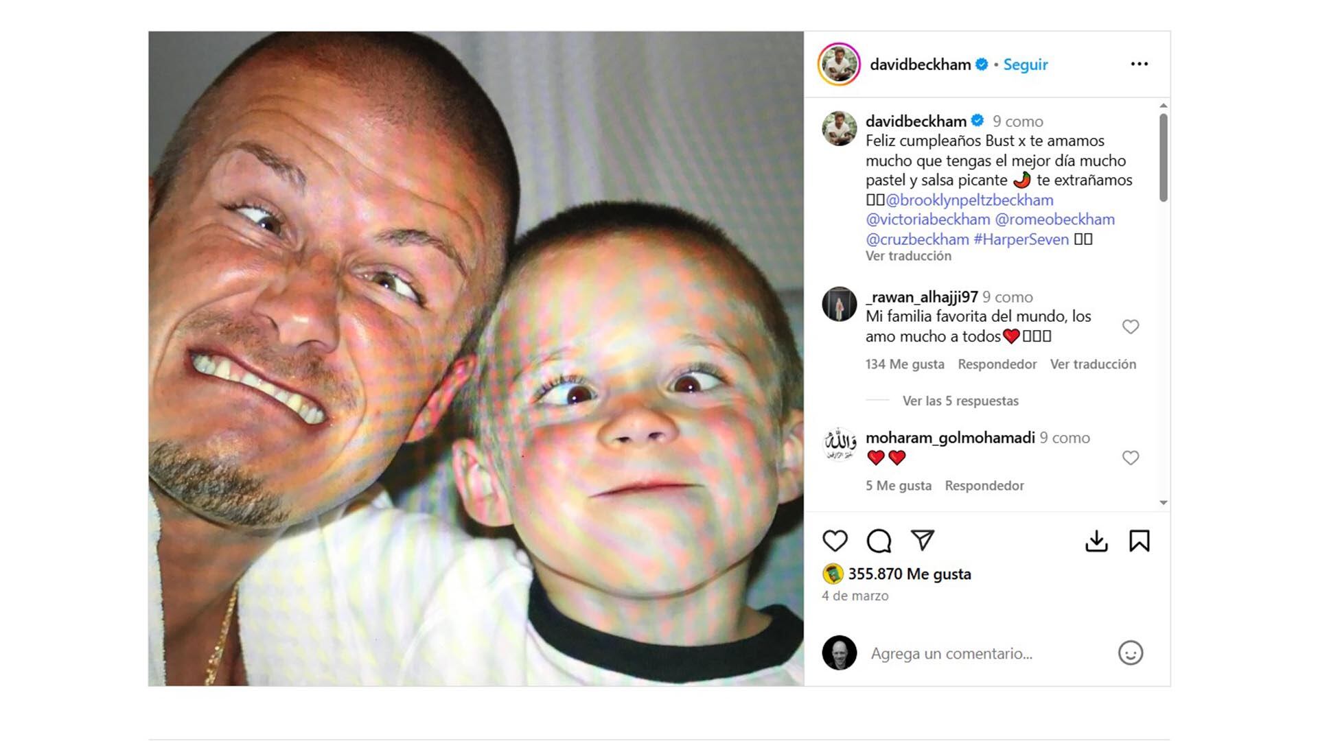 El posteo de Beckham por el cumpleaños de su hijo