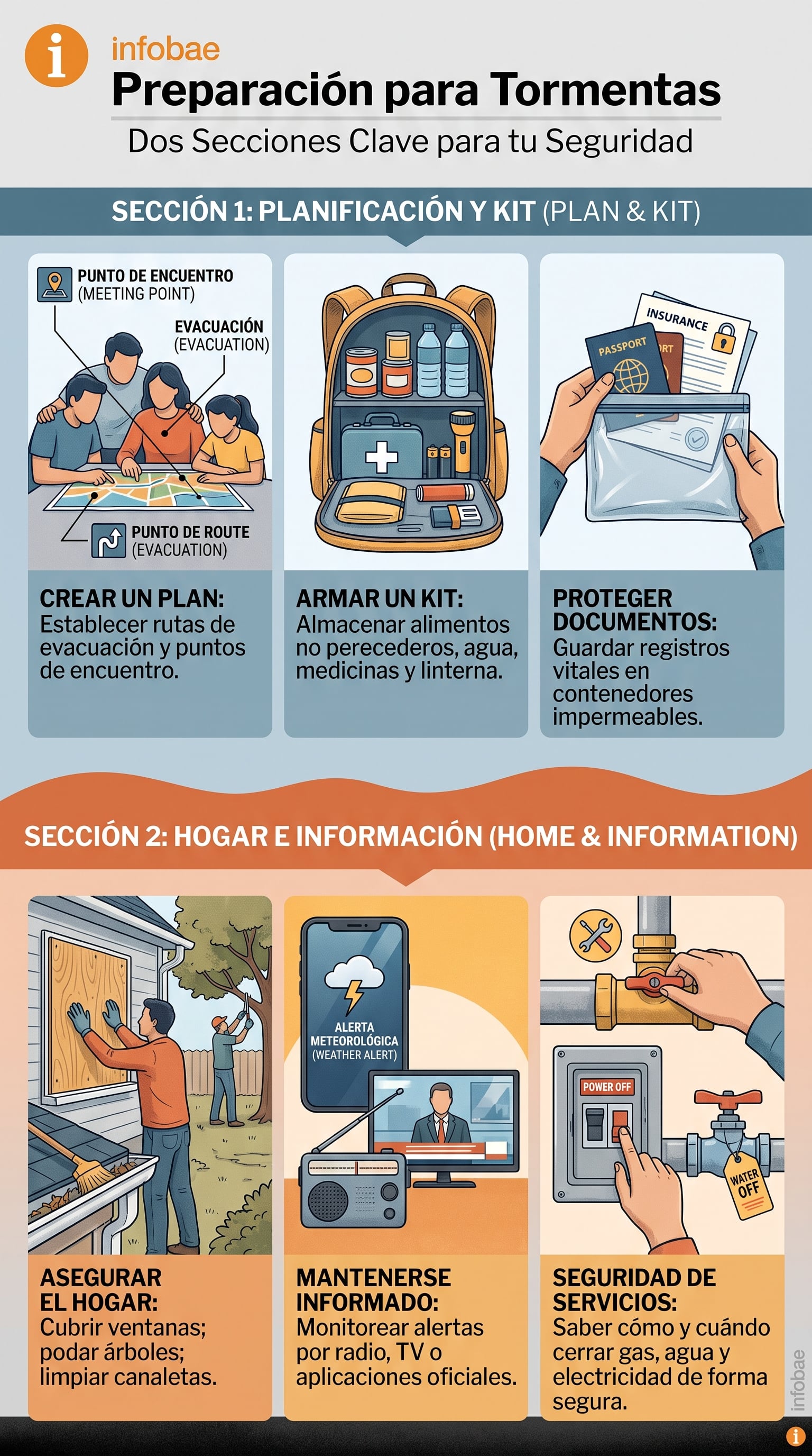 Las recomendaciones oficiales ayudan a prevenir anegamientos, daños materiales y accidentes eléctricos. (Imagen Ilustrativa Infobae)