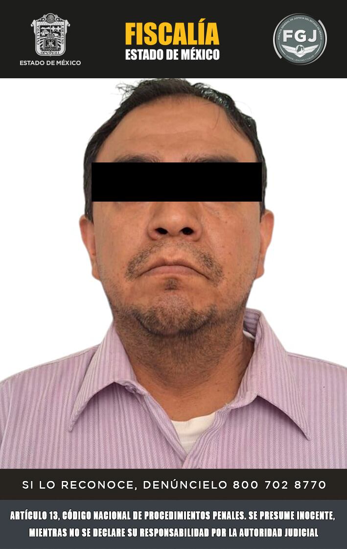 Jesús “N” fue detenido por la presunta responsabilidad en el feminicidio de una servidora pública en San Mateo Atenco. (X/@FiscaliaEdomex)