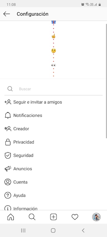 Desplazar la pantalla hacia abajo