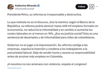 La representante Katherine Miranda advirtió