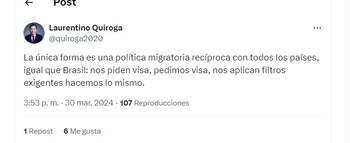 Laurentino Quiroga responde a Rodrigo Lara Restrepo sobre trato de colombianos en México - crédito @quiroga2020
