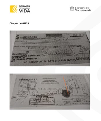 Los cheques mencionados en el