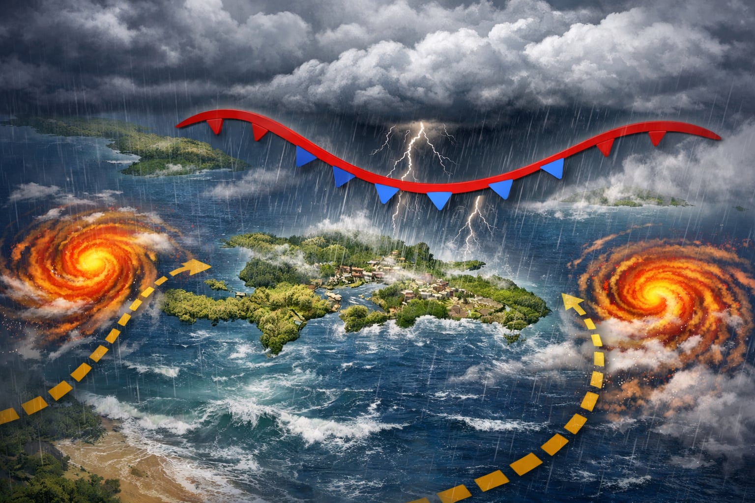 Dos ondas tropicales y una vaguada atmosférica provocan intensas lluvias con tormentas eléctricas sobre la República Dominicana. (Imagen Ilustrativa Infobae)