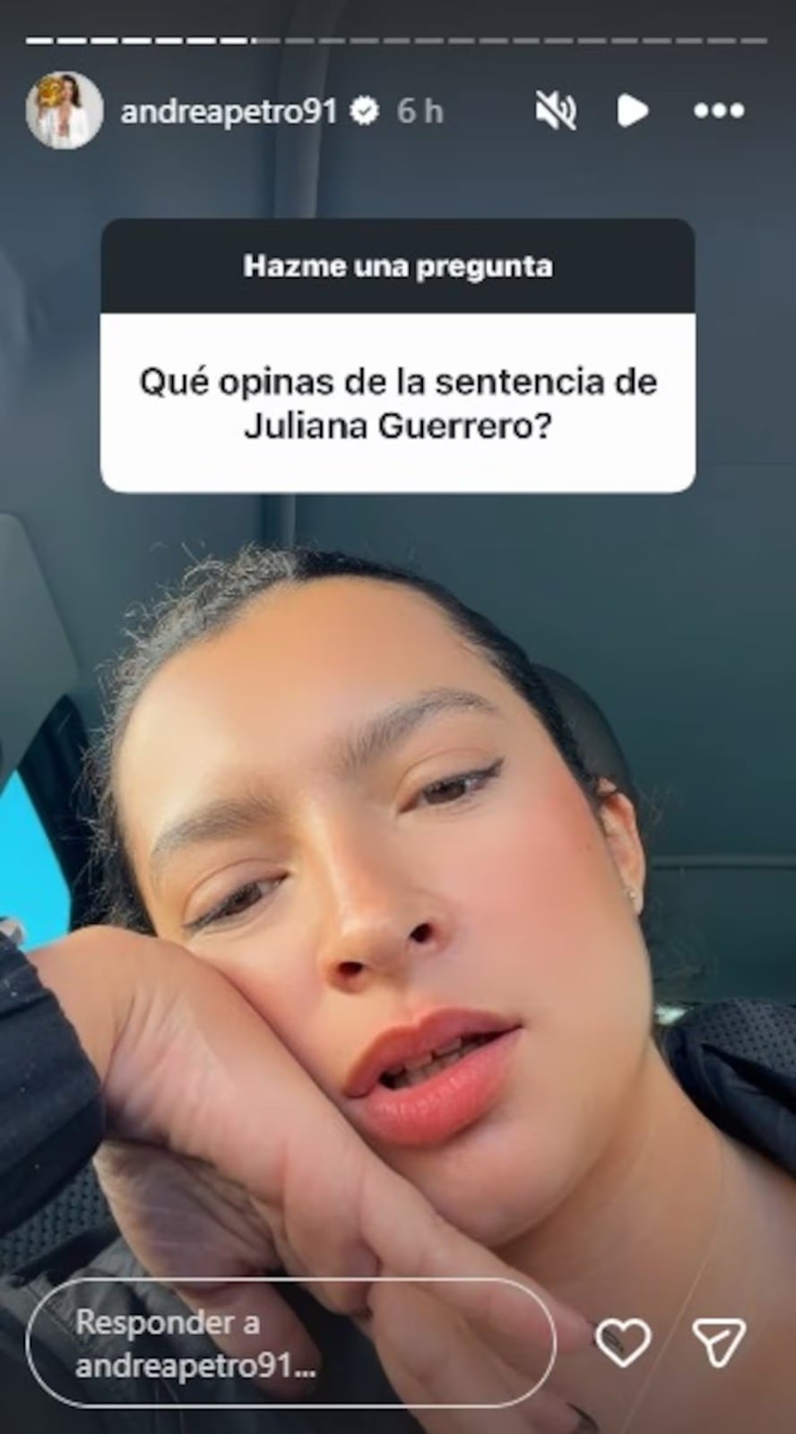 Andrea Petro afirmó en Instagram que mantiene sus críticas contra Juliana Guerrero tras el preacuerdo por fraude procesal y aseguró que la joven es