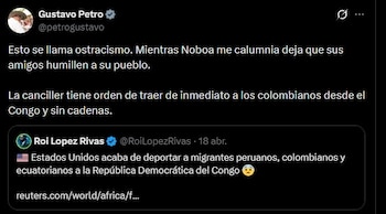El presidente Gustavo Petro solicitó públicamente que la repatriación de colombianos se realice sin el uso de cadenas, enfatizando el respeto a los derechos humanos - crédito @petrogustavo/X