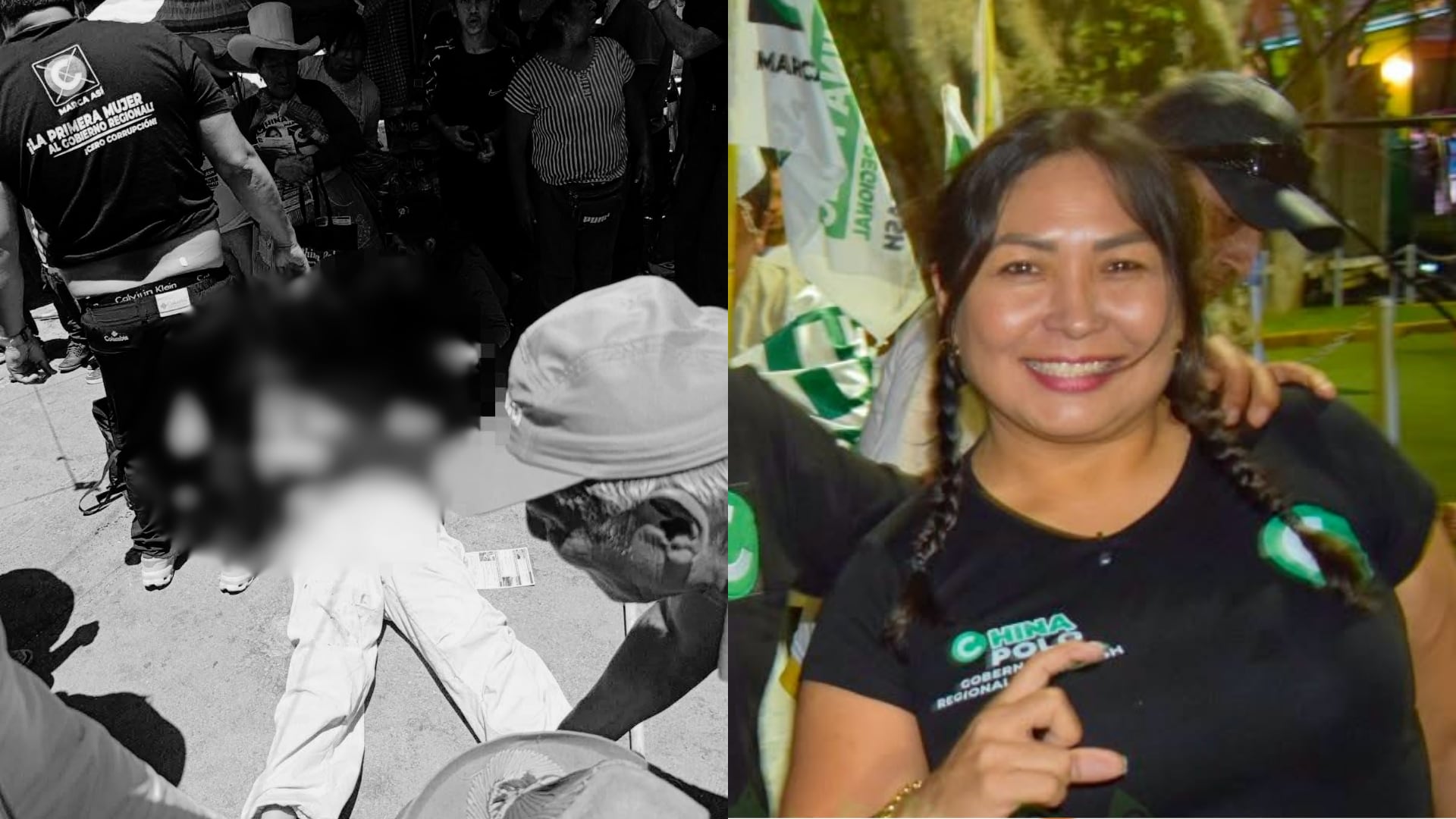 Susy Aponte Polo, candidata al Gobierno Regional de Áncash, falleció tras ser atacada a balazos durante una actividad proselitista en el mercado de Caraz. (Composición: Infobae Perú)