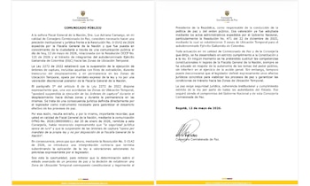 La Consejería Comisionada de Paz rechazó decisión de la Fiscalía de no suspender las órdenes de captura de 29 integrantes del EGC - crédito @ComisionadoPaz/X
