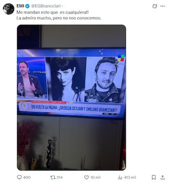 Emiliano Brancciari frenó los rumores que lo vinculaban con Griselda Siciliani