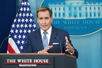 Imagen de archivo del portavoz de Seguridad Nacional, John Kirby, durante una comparecencia ante los medios en la Casa Blanca, en Washington, EEUU. 18 septiembre 2024 (REUTERS/Kevin Lamarque)