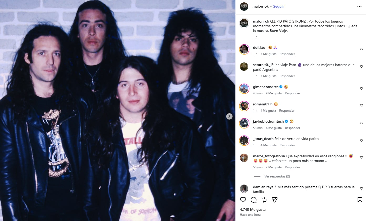 Tras la disolución de Hermética, Pato Strunz fundó Malón en 1995 junto a Claudio O’Connor, Antonio Romano y Karlos Cuadrado