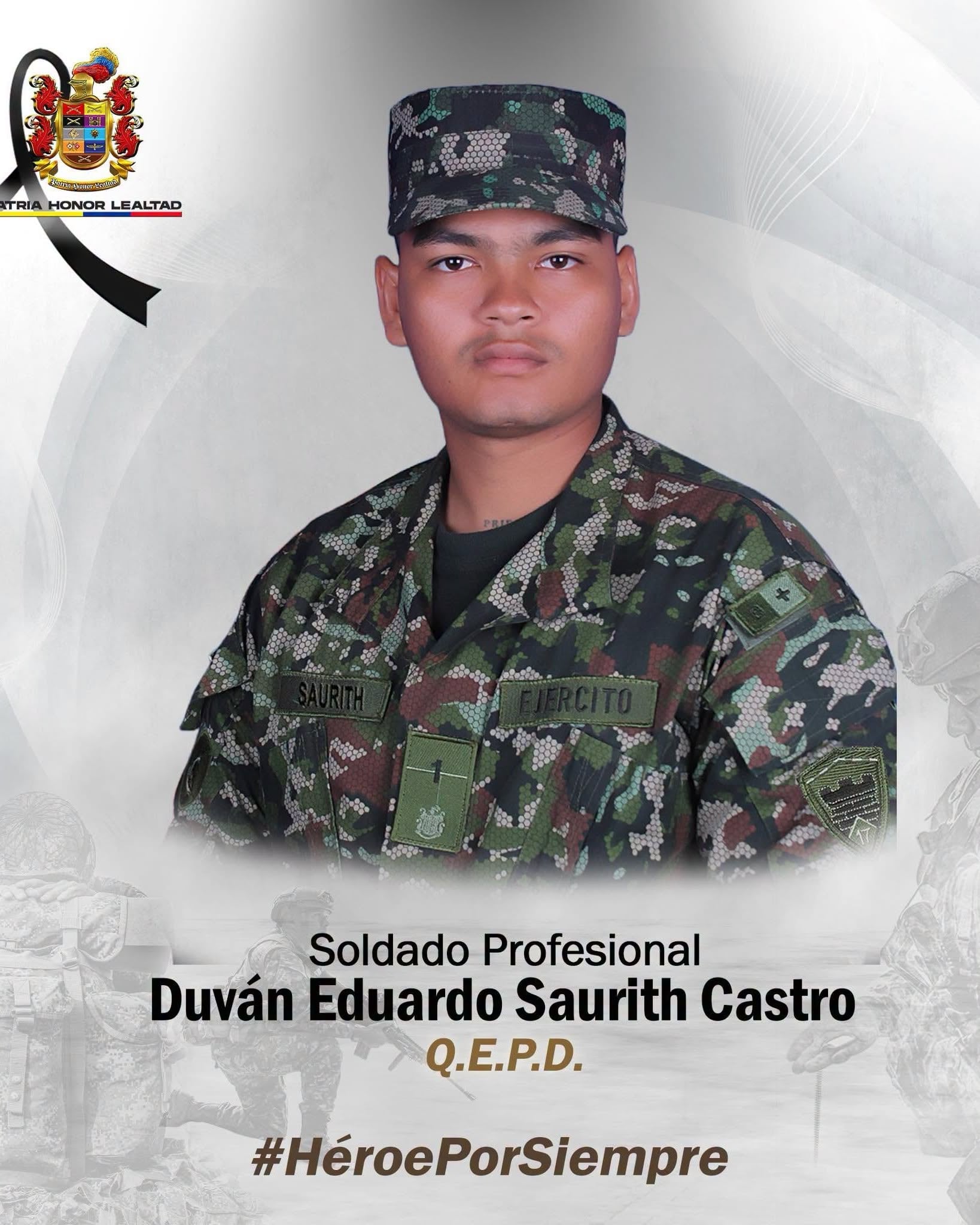 El soldado profesional Duván Eduardo Saurith Castro murió en medio de combates que se presentaron en la vereda La Balsita, municipio de Dabeiba, Antioquia - crédito Ejército Nacional de Colombia / Facebook