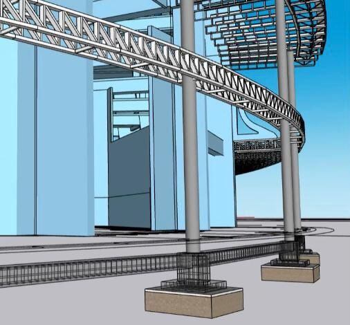 El próximo mes se instalarán las columnas que contendrán una pantalla led de 30 metros en la puerta principal del estadio