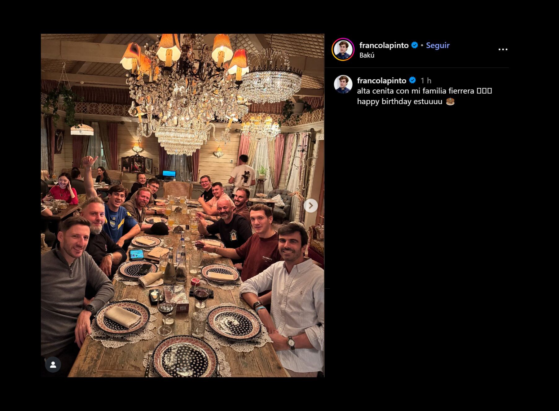 El posteo de Colapinto por el cumpleaños de Barlow (@francolapinto)