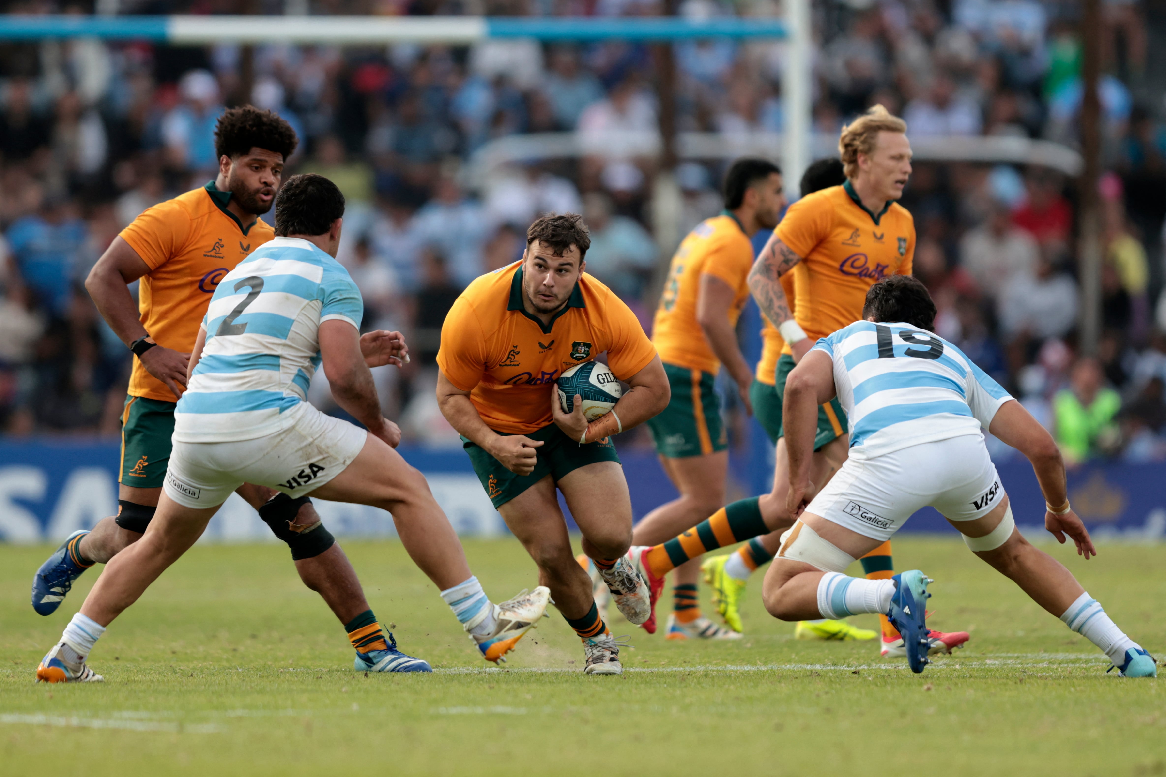Ignacio Ruiz tuvo un gran partido en el primer choque frente a Australia (Photo by Ramiro VEGA / AFP)