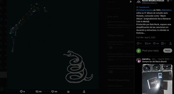 Portada Black Álbum de Metallica - crédito captura de pantalla / X
