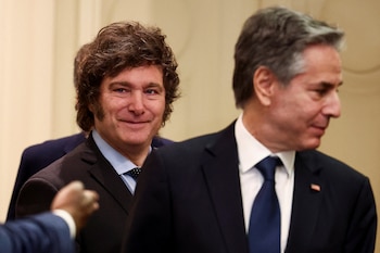 Javier Milei y Antony Blinken