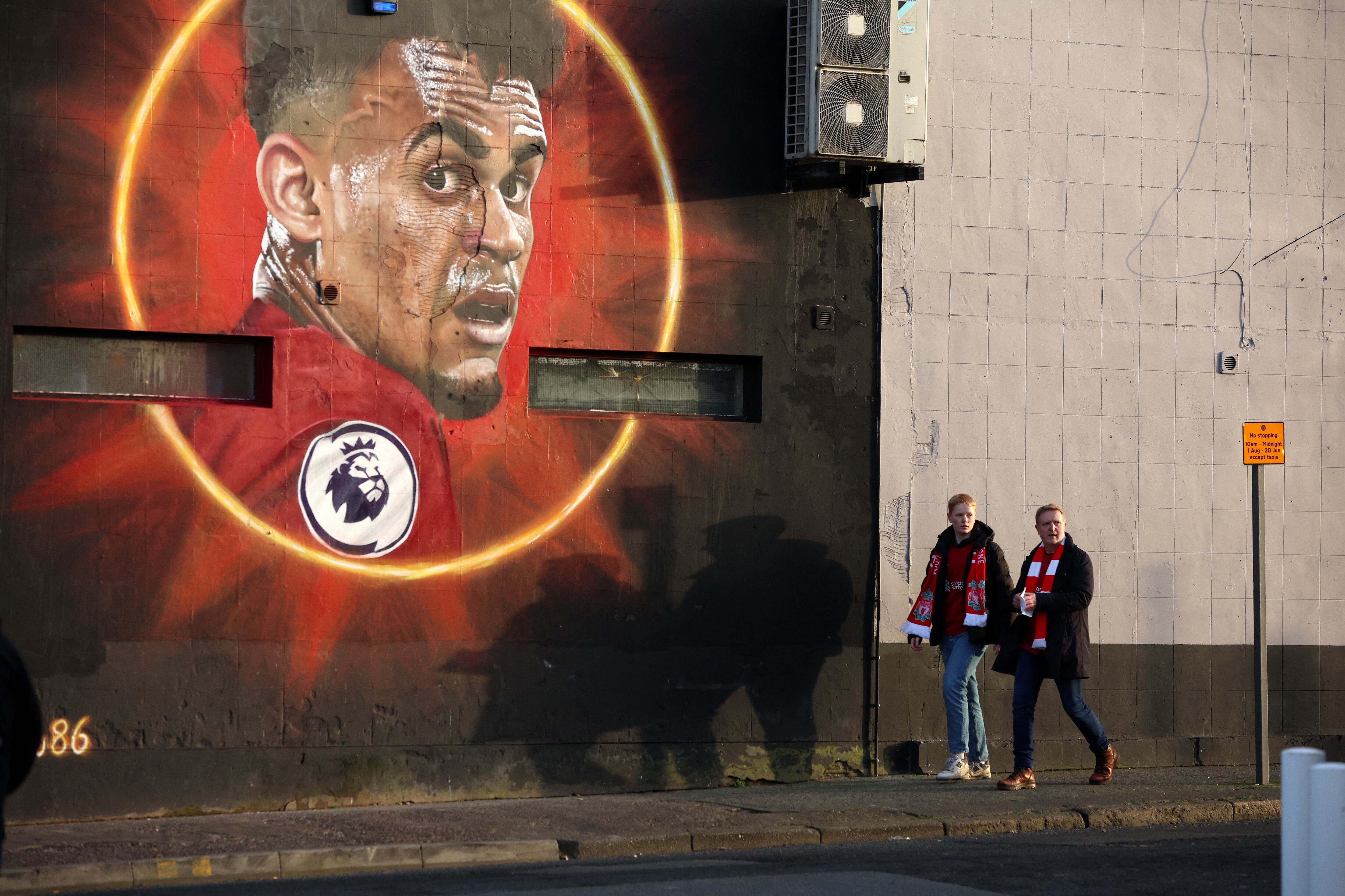 Mural de Luis Díaz en las calles de Liverpool - crédito REUTERS/Phil Noble