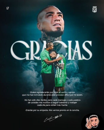 Mensaje de Cristian Arango publicado en su perfil de Instagram tras la cirugía - crédito Instagram