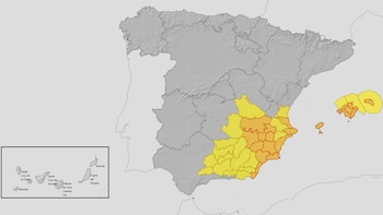 Mapa de alertas meteorológicas para este jueves, 19 de septiembre de 2026. (Aemet)