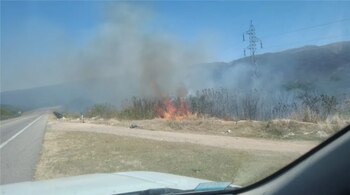 Un incendio en la Ruta