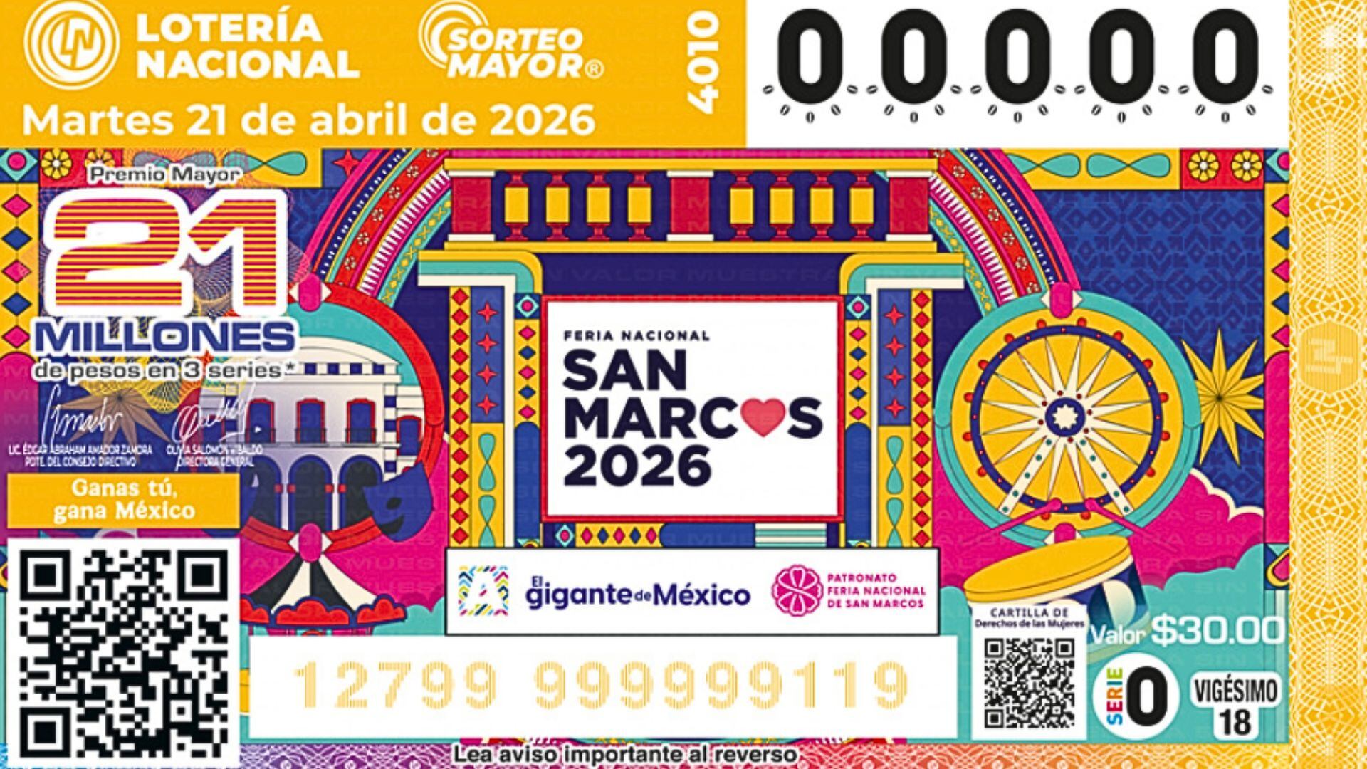 Conoce cuáles fueron los números ganadores del Sorteo Mayor 4010 de este martes 21 de abril de 2026. (Lotería Nacional)