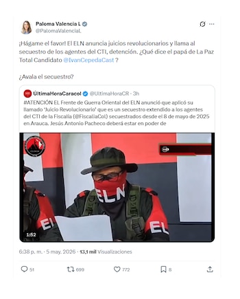 Paloma Valencia y su respuesta al ELN