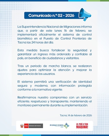 Comunicado de Migraciones.