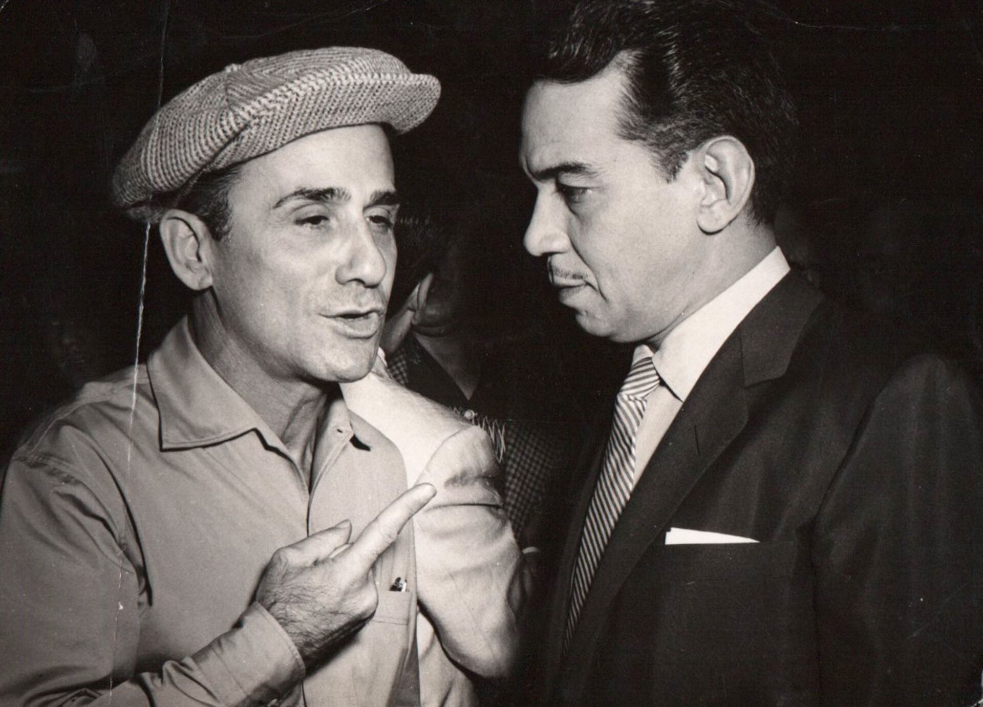 Biondi junto a otro gran cómico, el mexicano Cantinflas. En la década del '50, el argentino fue un suceso en los teatros de América Latina (Gentileza Leonardo Greco)